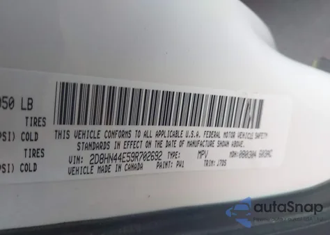 2009 Dodge Grand Caravan Se из США, поврежденный, VIN 2D8HN44E59R702692